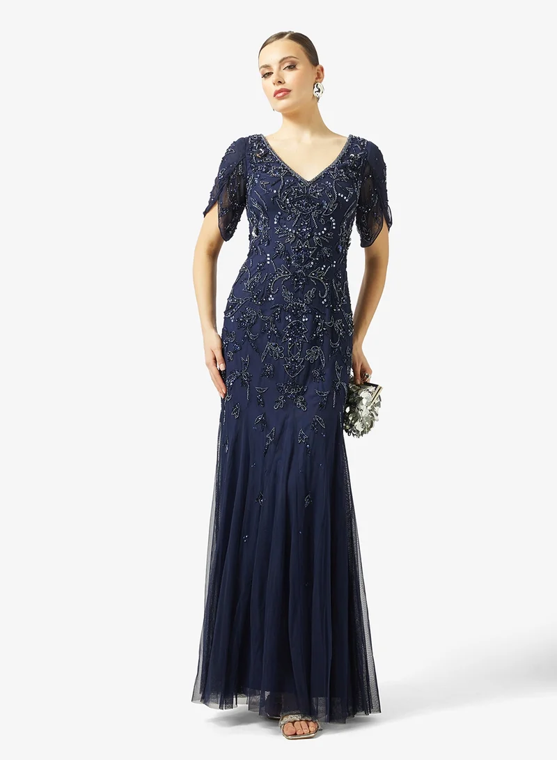 Adrianna Papell  Bead Mesh Long Dress for Women | Best Price UAE